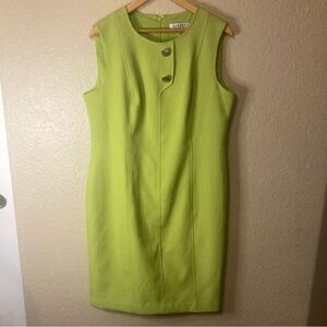 Kasper Lime Vintage Green Mod Sheath Dress Retro Minimalist Women’s Size 12
